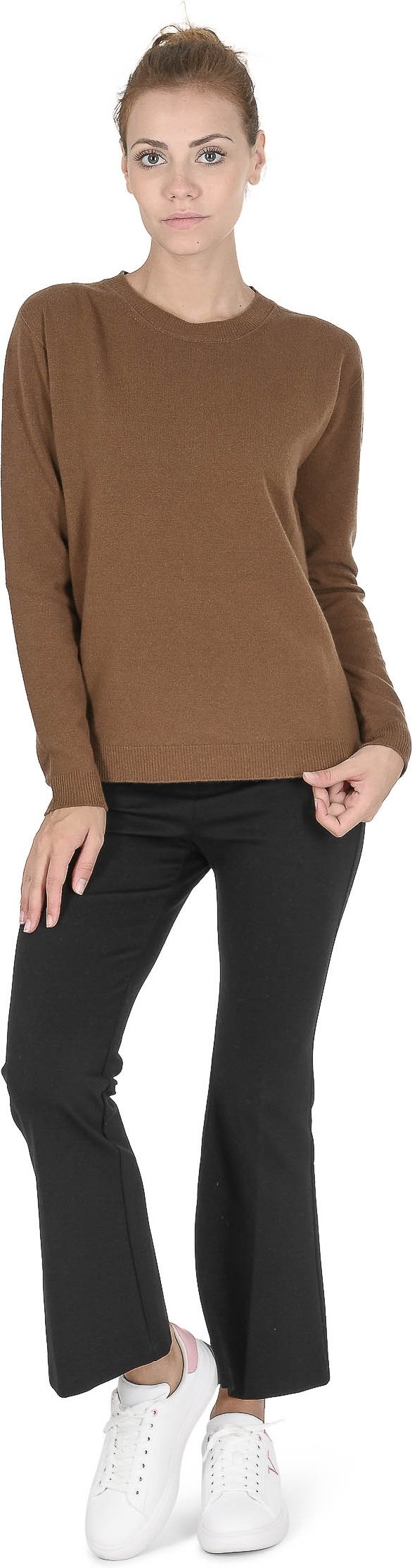 Crown Of Edinburgh Cashmere Pullover Rundhalsausschnitt Damen Coe 0014 Hellbraun