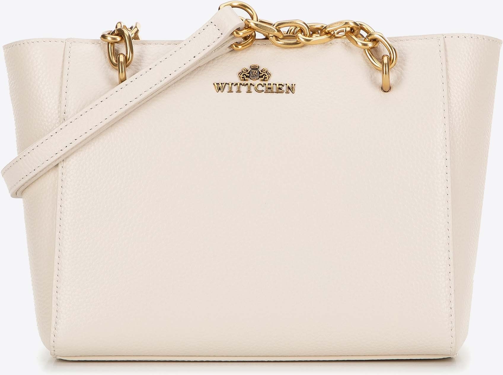 Wittchen Damen-Schultertasche aus cremefarbenem Leder, cremefarbenes Naturleder