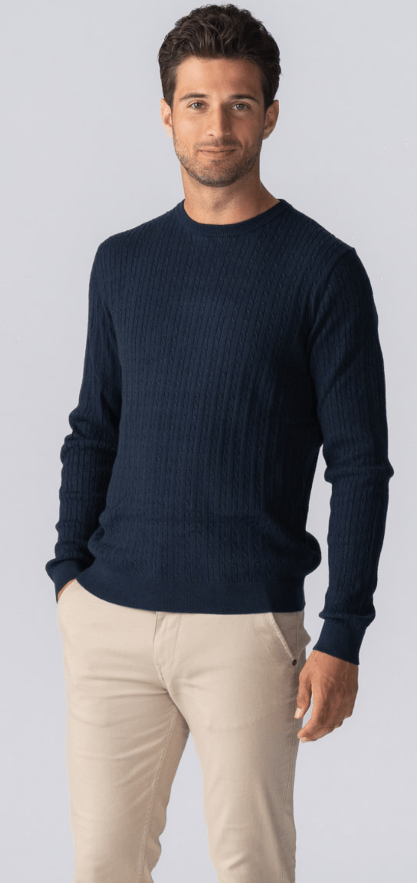 Thumbnail - Pullover mit Zopfmuster – Marineblau