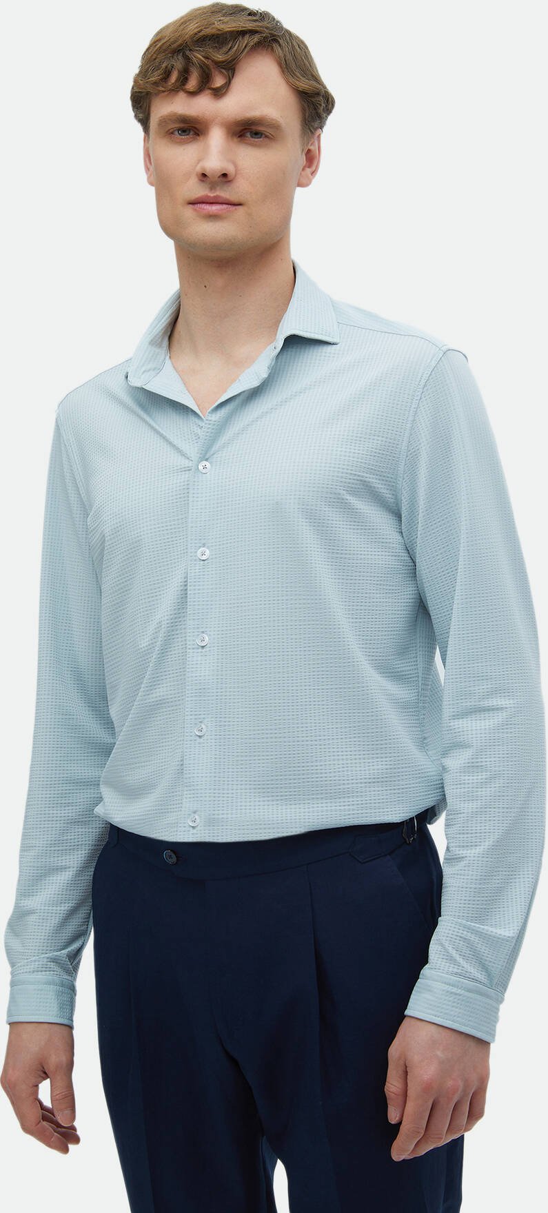 Gestreiftes Casual-Fit-Strick-Freizeithemd