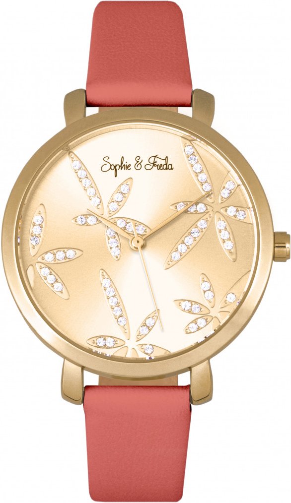 Sophie & Freda Key West Lederarmbanduhr mit Swarovski-Kristallen