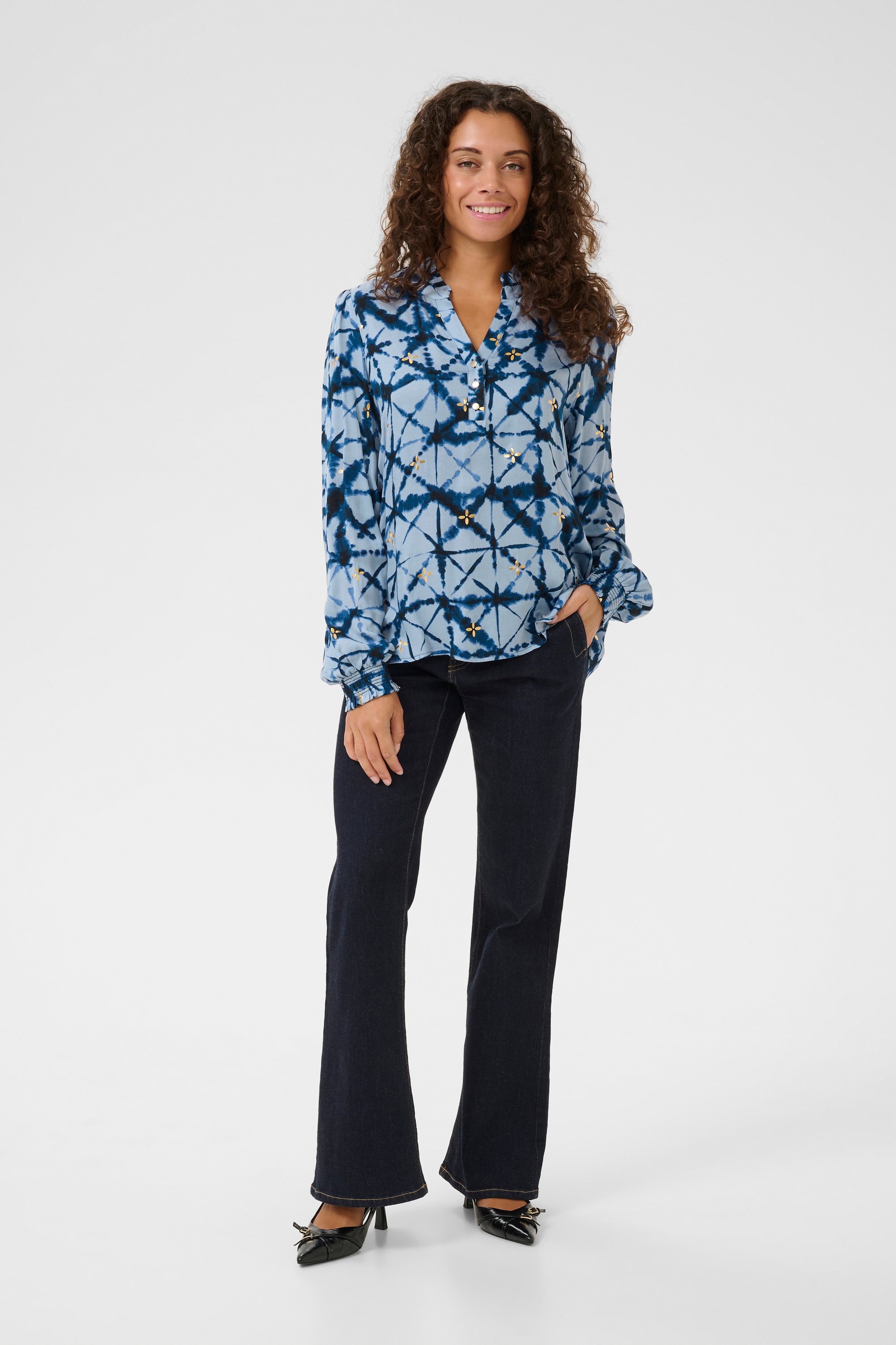 Langarm-Bluse Relaxed fit Blue Batik blue navy