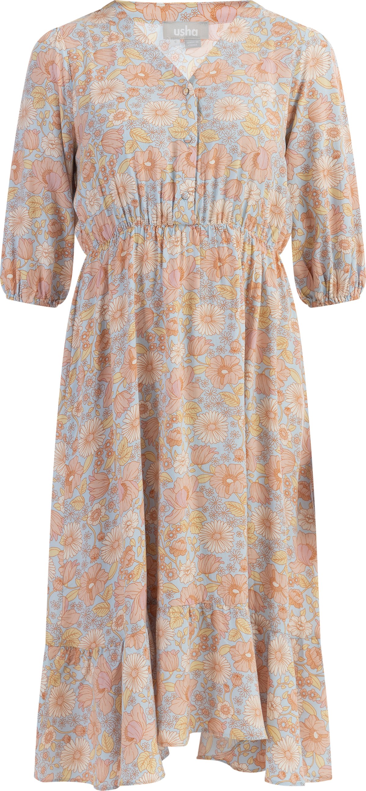 usha Midikleid Damen Blau Mehrfarbig