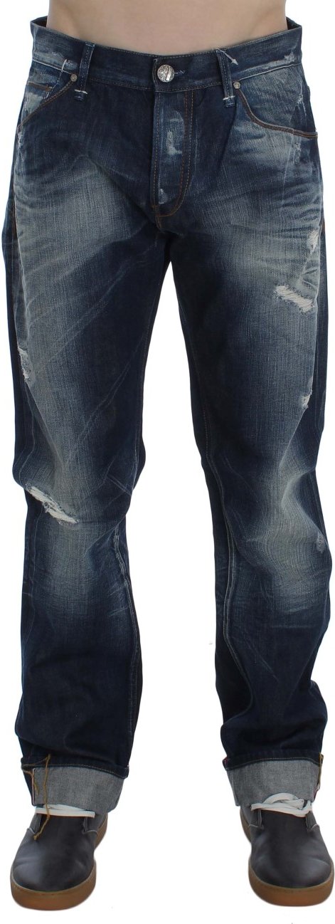 Huit Hommes Blue Wash Cotton Denim Regular Fit Jeans