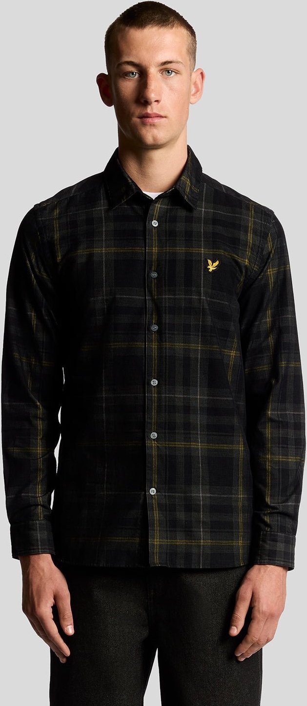 Thumbnail - Lyle & Scott – Cordhemd mit Schottenkaromuster – Schwarz