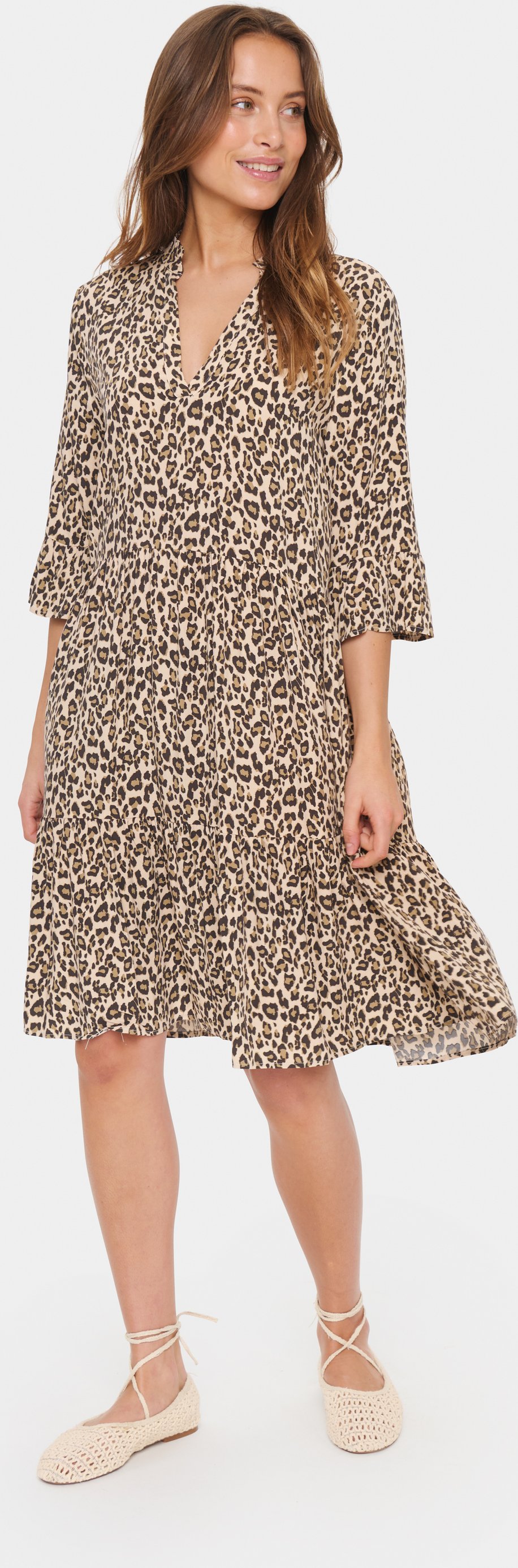 Kleid Casual fit Creme Leopard Strokes animal