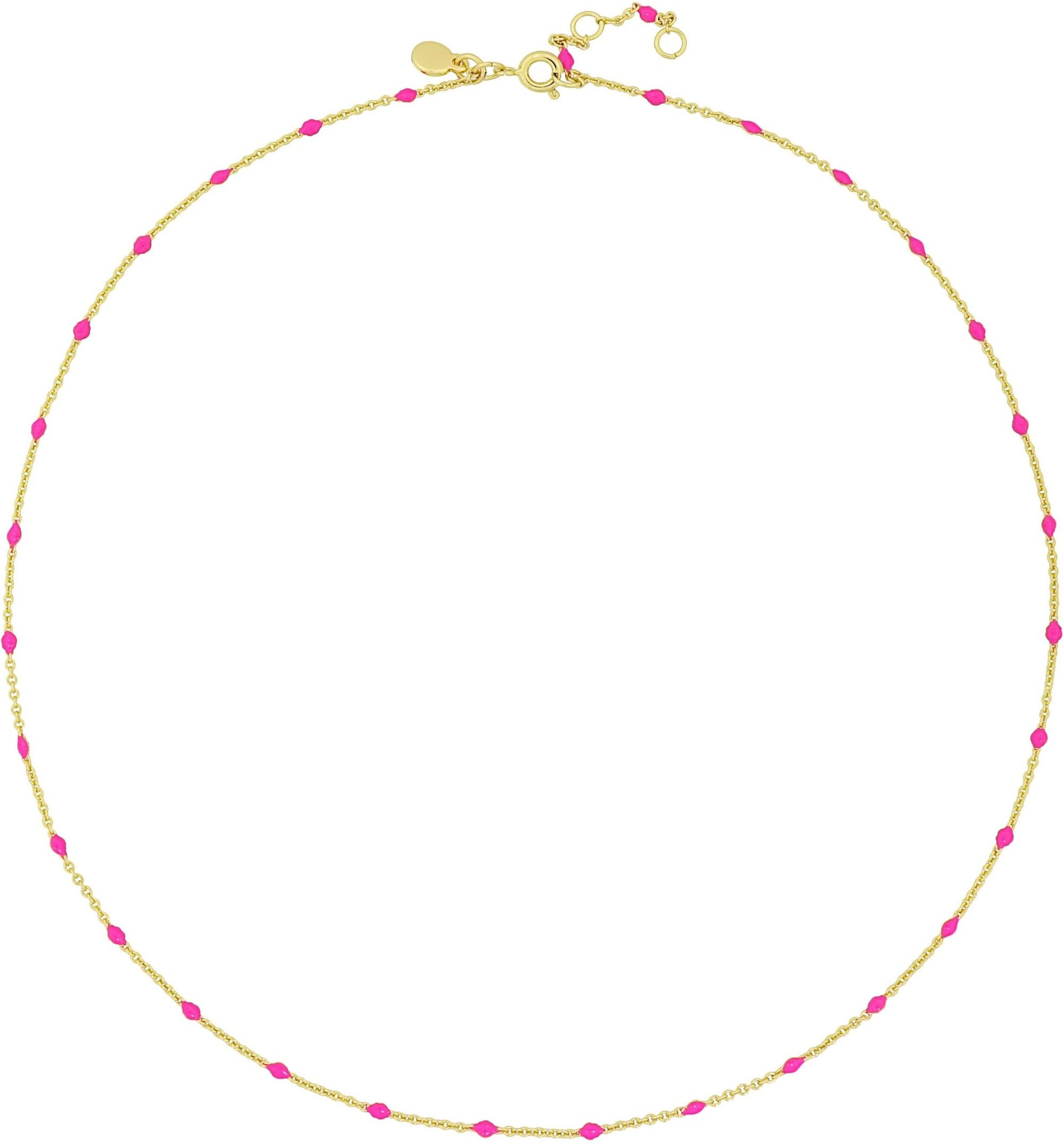 Fashionbox Kette Messing vergoldet mit Perlen pink