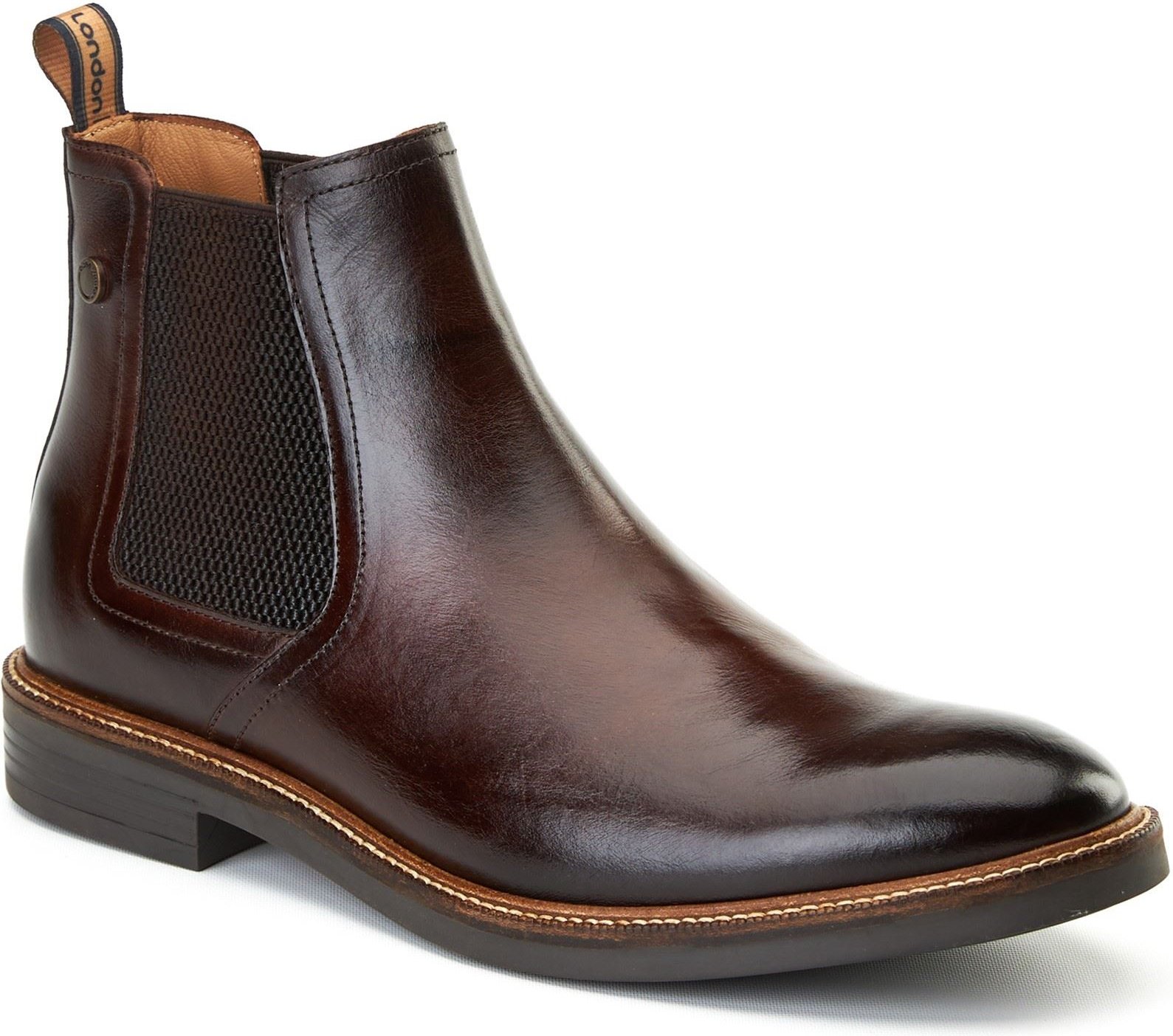 Base London Sussex Leder Herren Stiefel In Verbranntem Braun