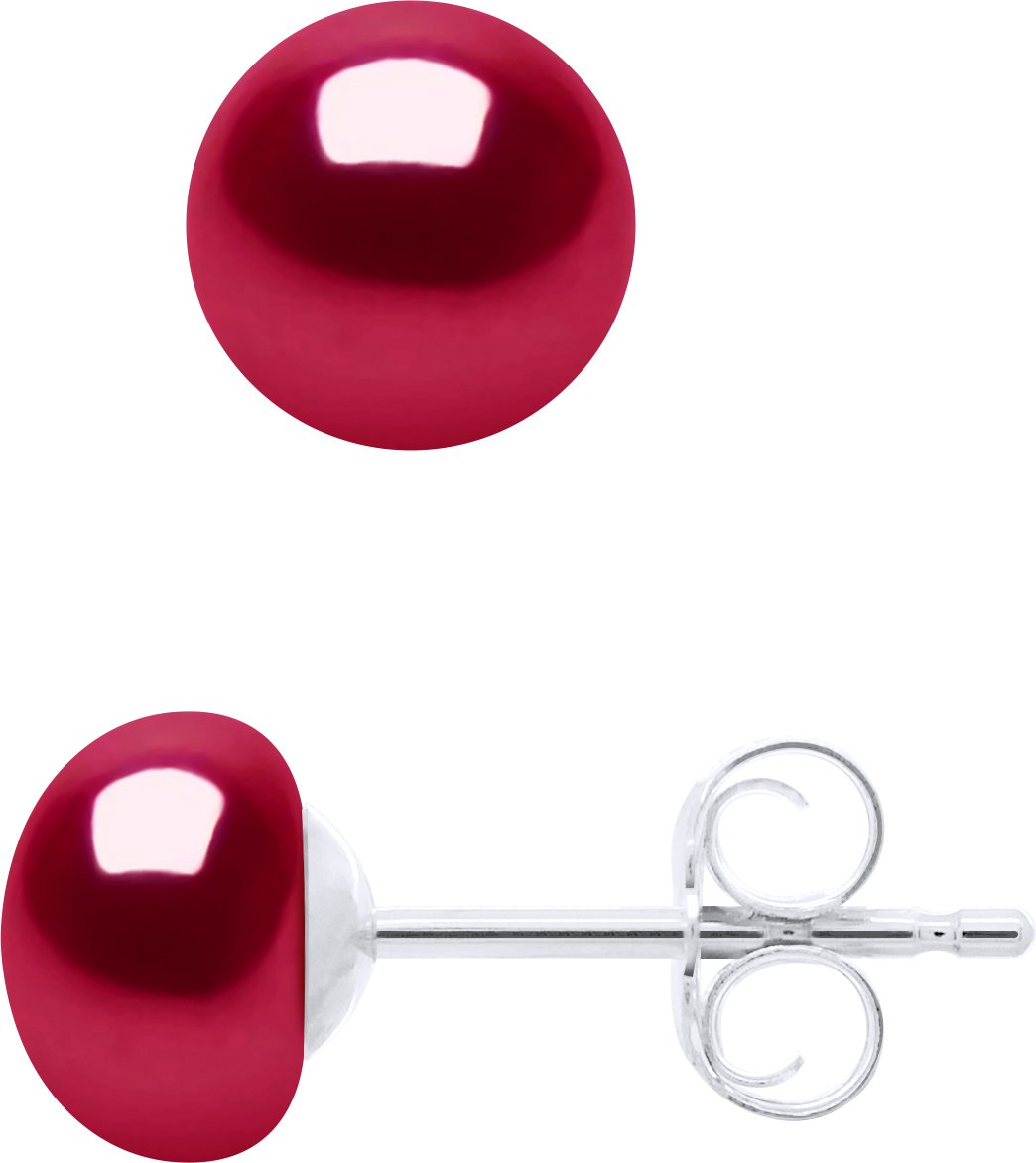 Ohrringe aus Silber 925 und echten Süßwasser-Zuchtperlen Knopf 6-7 mm