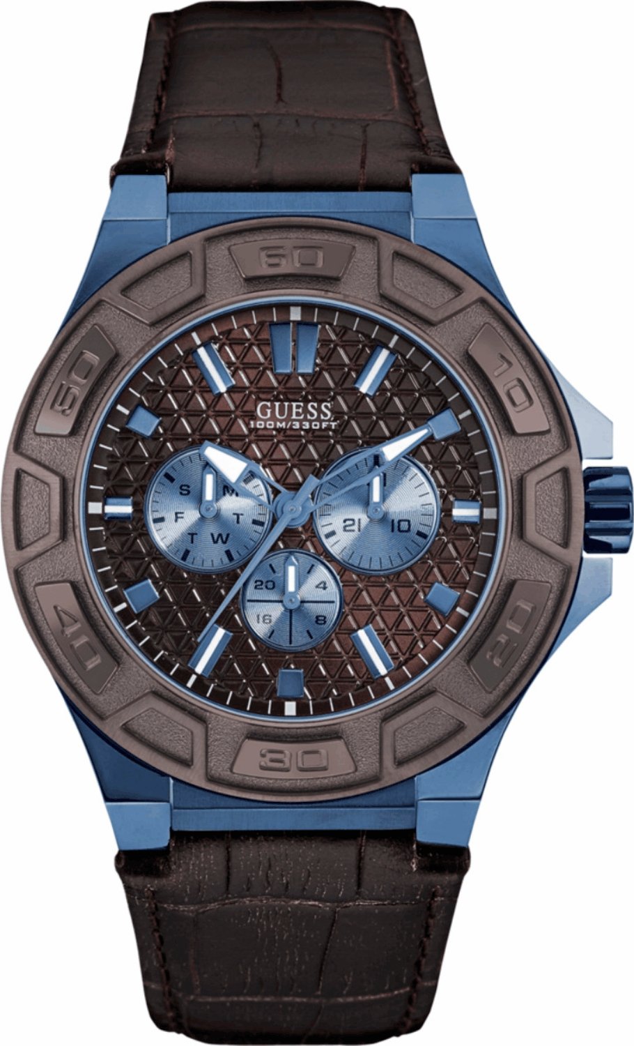 Guess Herrenuhr Quartz Blau Braun