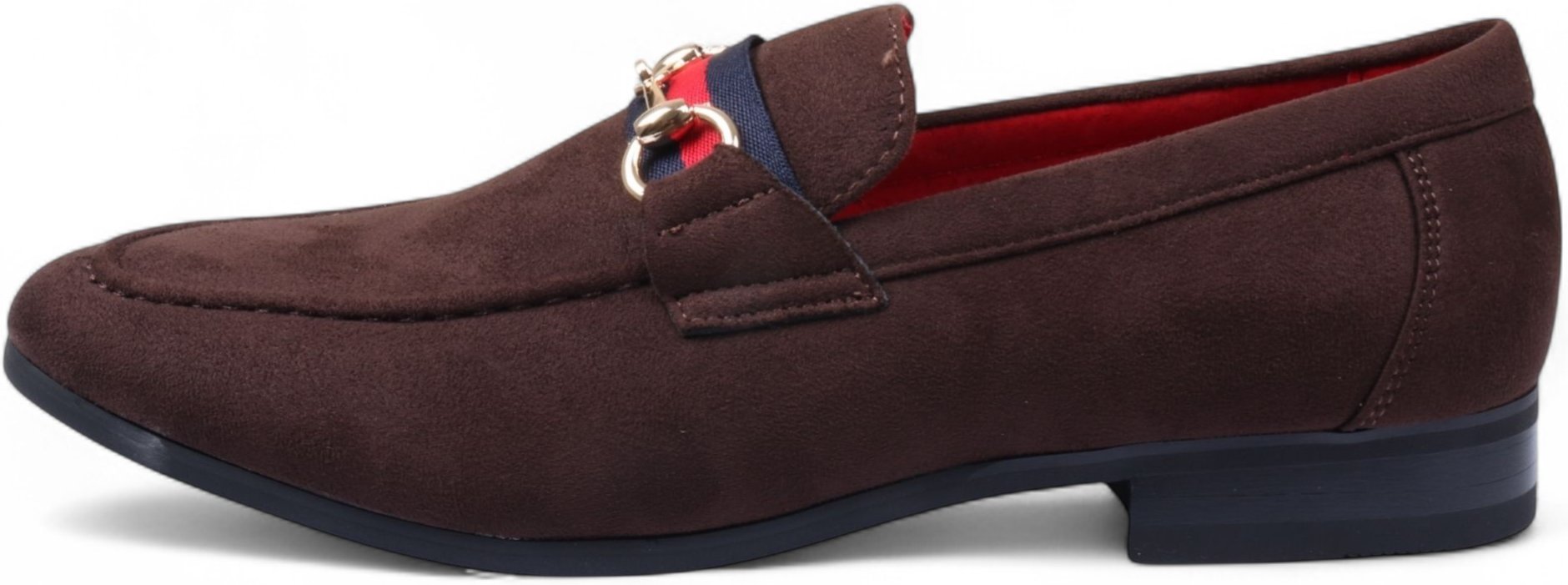 Herren-Loafer aus braunem Wildleder mit goldener Schnalle, zum Hineinschlüpfen