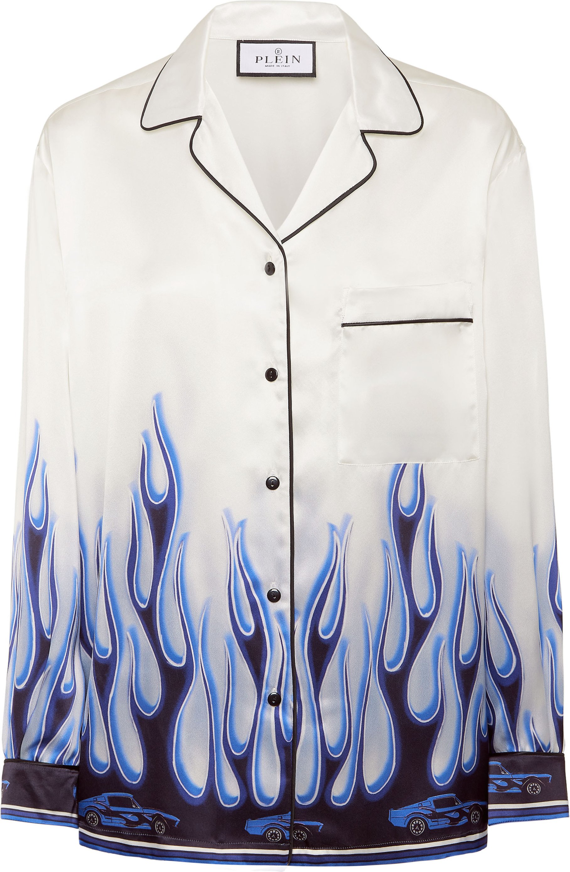 Satin Pijama Shirt Ls Flames