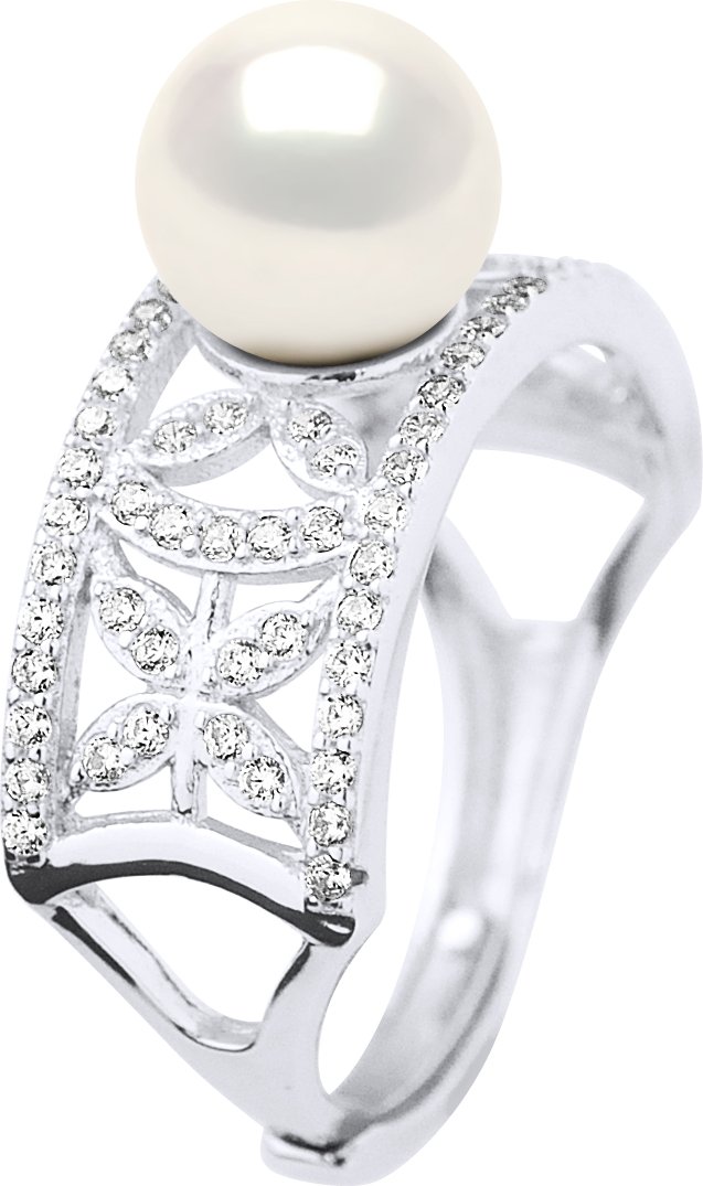 Ringschmuck - Echte Süßwasser-Zuchtperle, rund 8-9 mm