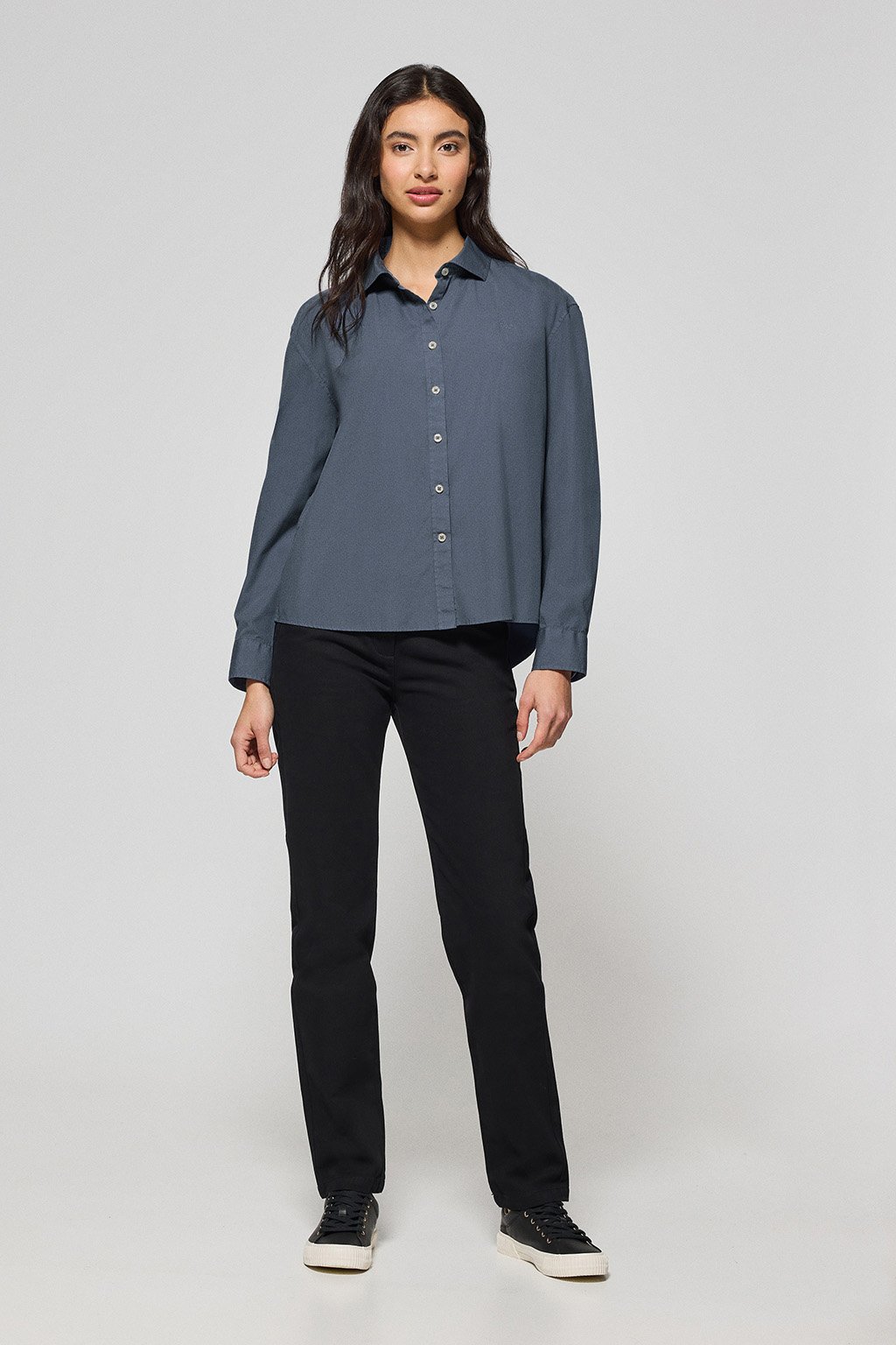 Hemd Loose Fit denimblau mit Polo Club Block-Logo