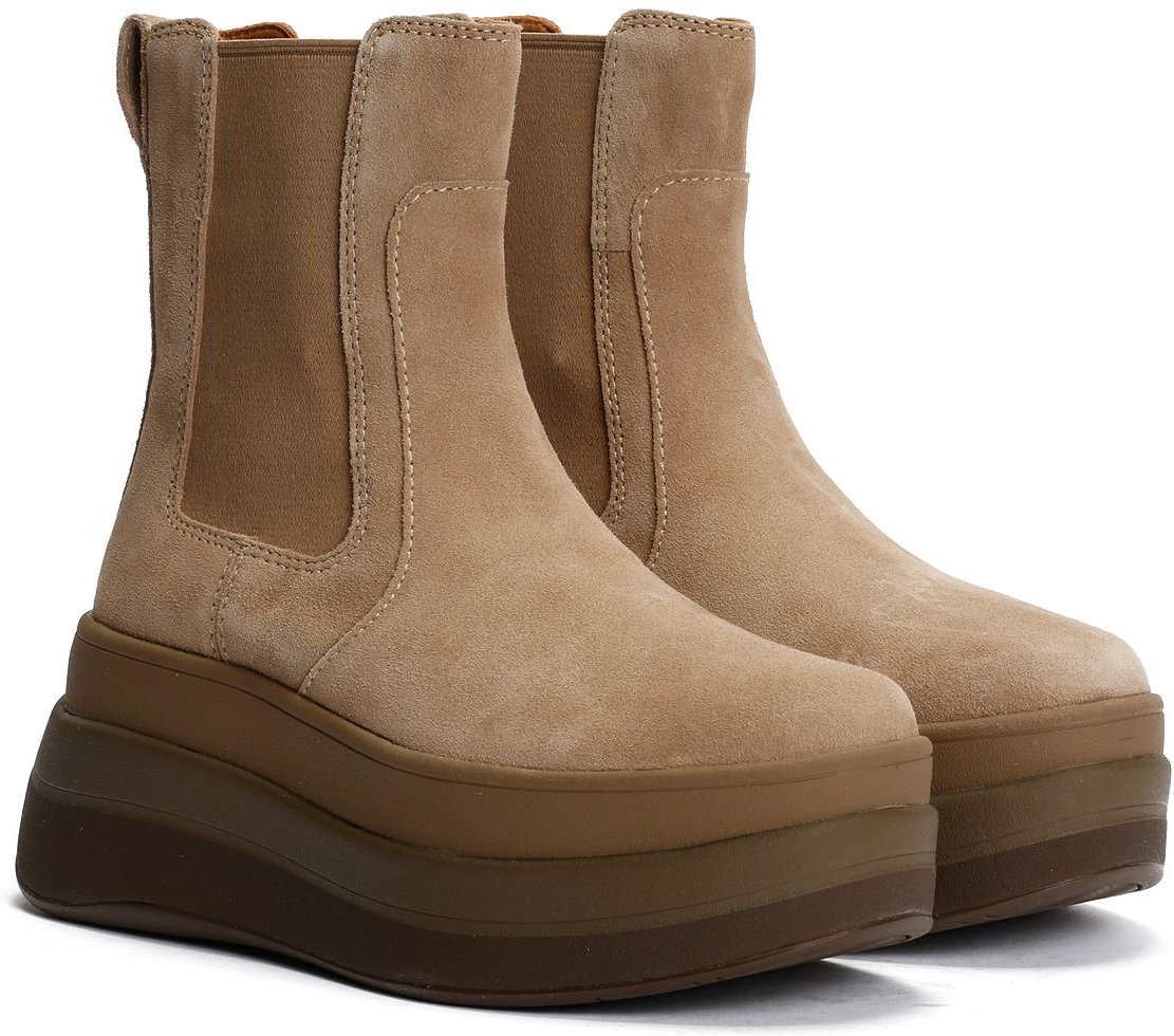 FitFlop F-Mode Wildleder Damen Stiefel In Beige