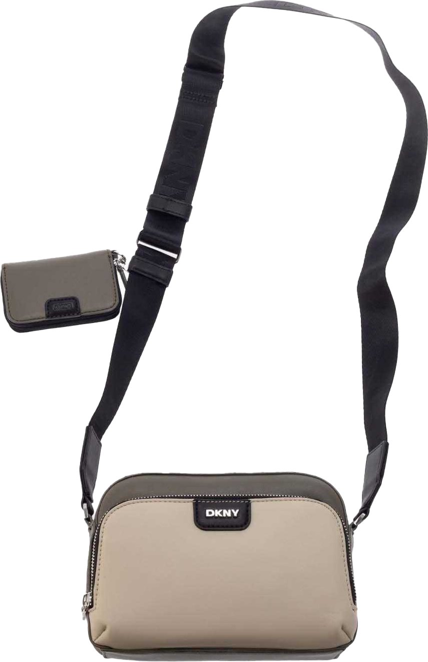 DKNY - "Caiden" Kameratasche, Logo, Crossbody (Grau/Grün)