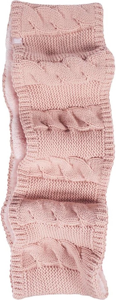 Heat Holders Damen-Winterschal mit weichem Fleece-Futter, Zopfmuster, Infinity-Schal, Koralle
