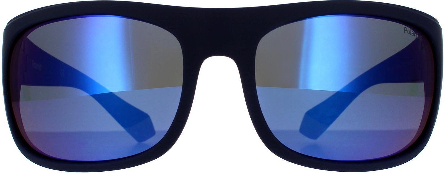 Thumbnail - Polaroid Wrap Mens blau grau blau Spiegel polarisierte Sonnenbrille