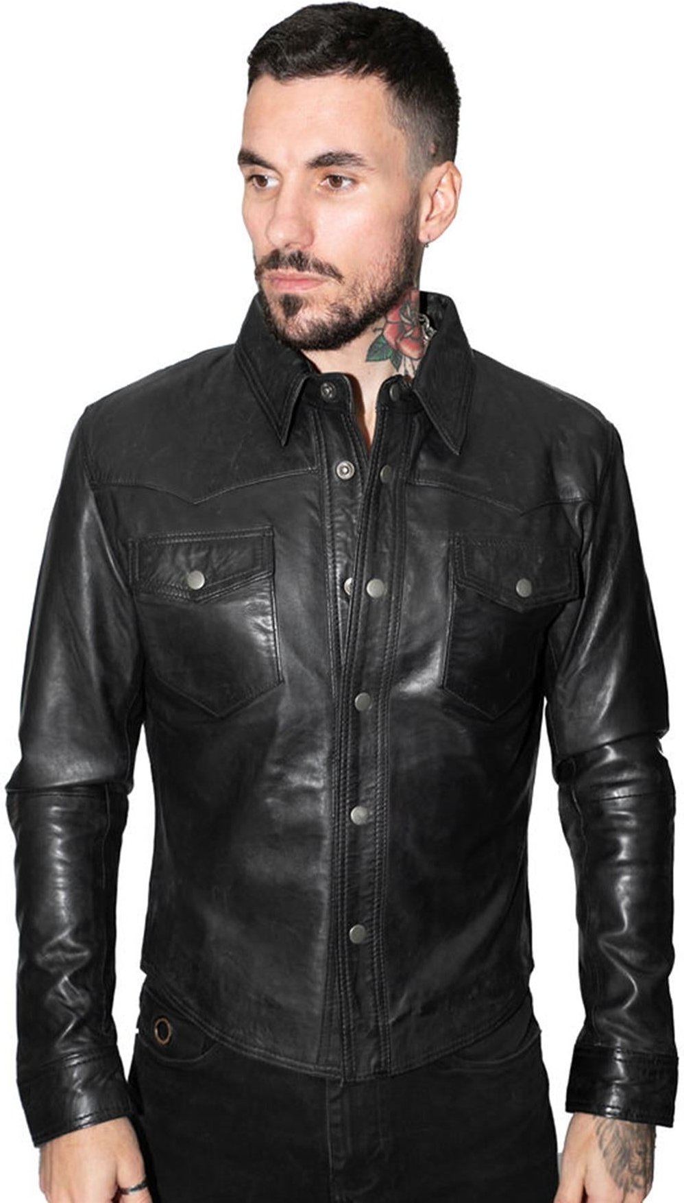 Thumbnail - Herren Retro-Lederhemd-Jeansjacke-Peking