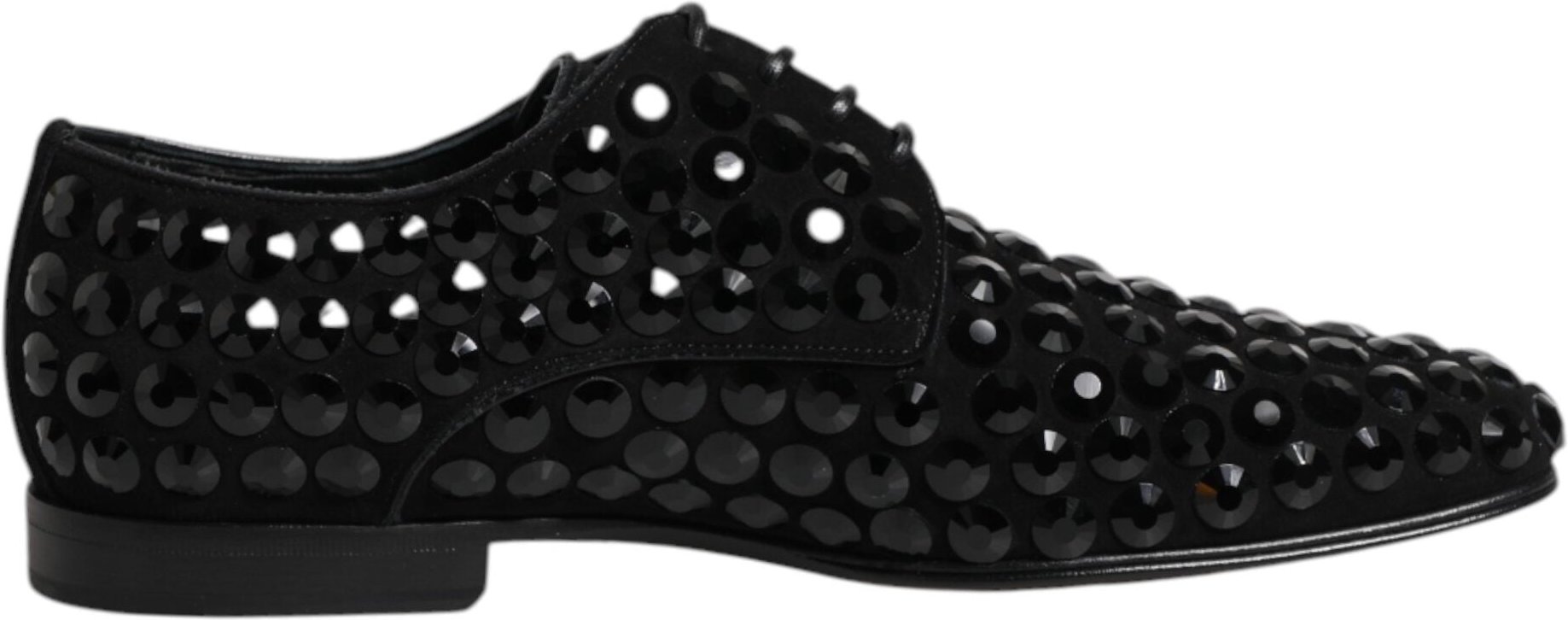 Dolce & Gabbana Schwarze Wildleder Strass Derby Schuhen