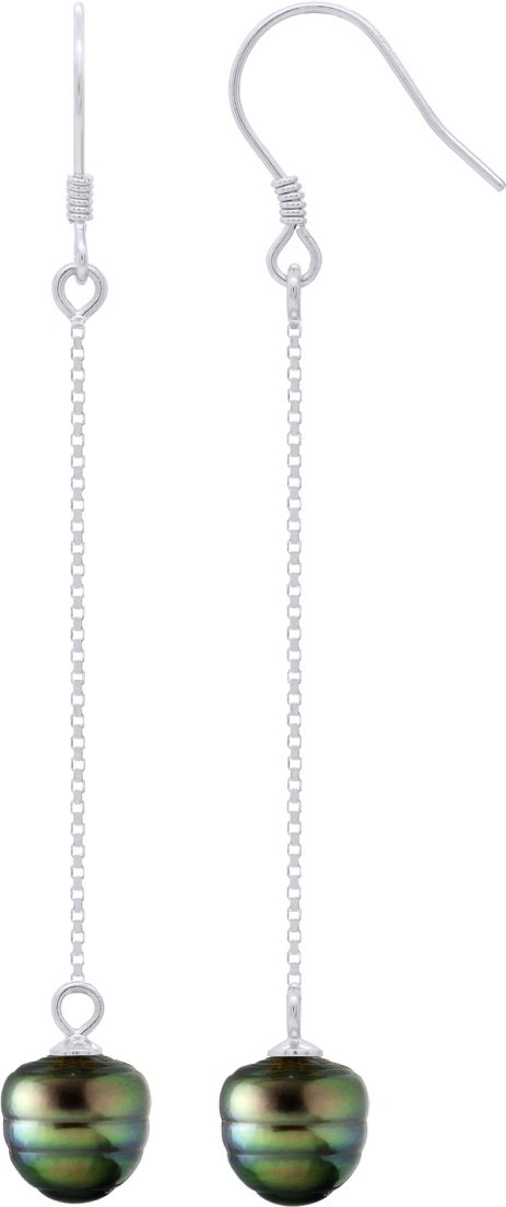 Hängende Ohrringe – echte Tahiti-Zuchtperlen, eingekreist, 8–9 mm