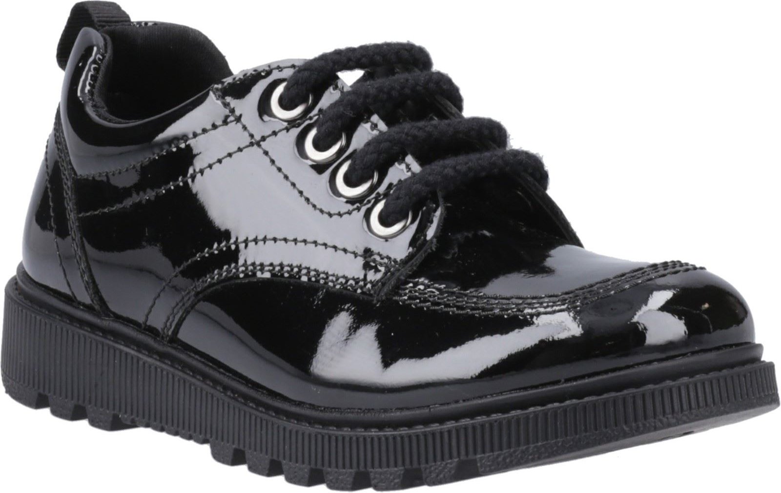 Hush Puppies Keeley Mädchenschuhe Aus Schwarzem Leder Mit Schnürung