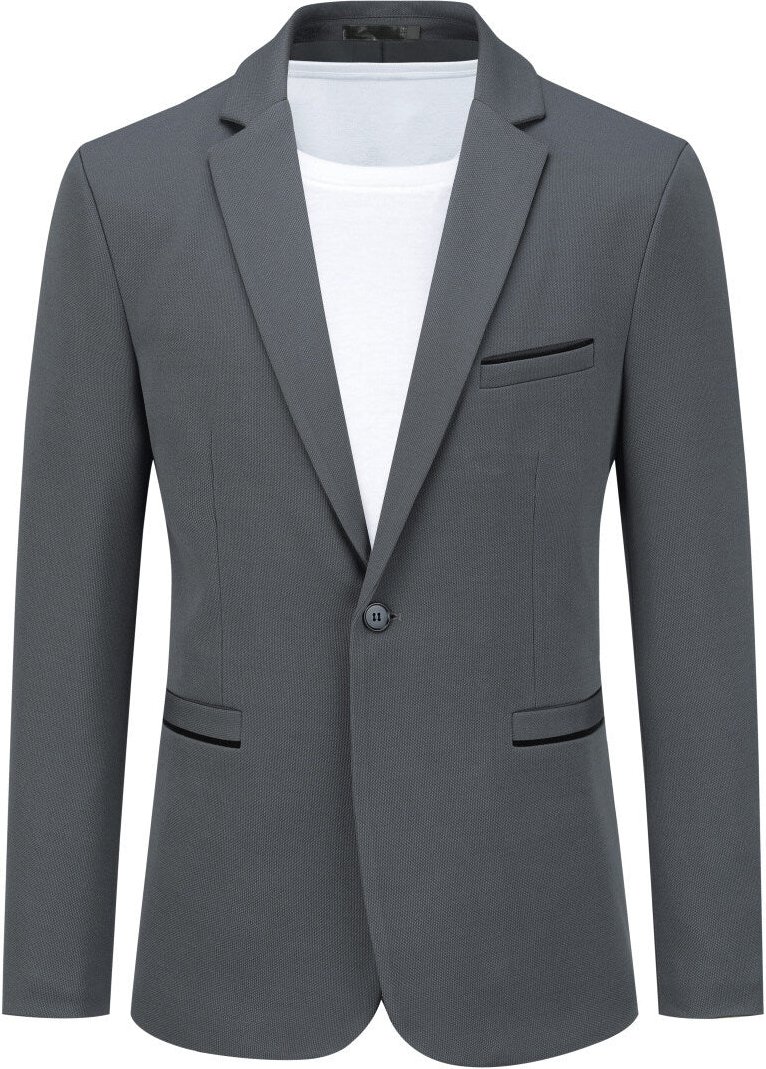 Herren Anzugjacke Slim Fit Mantel Business Alltag Blazer Grau