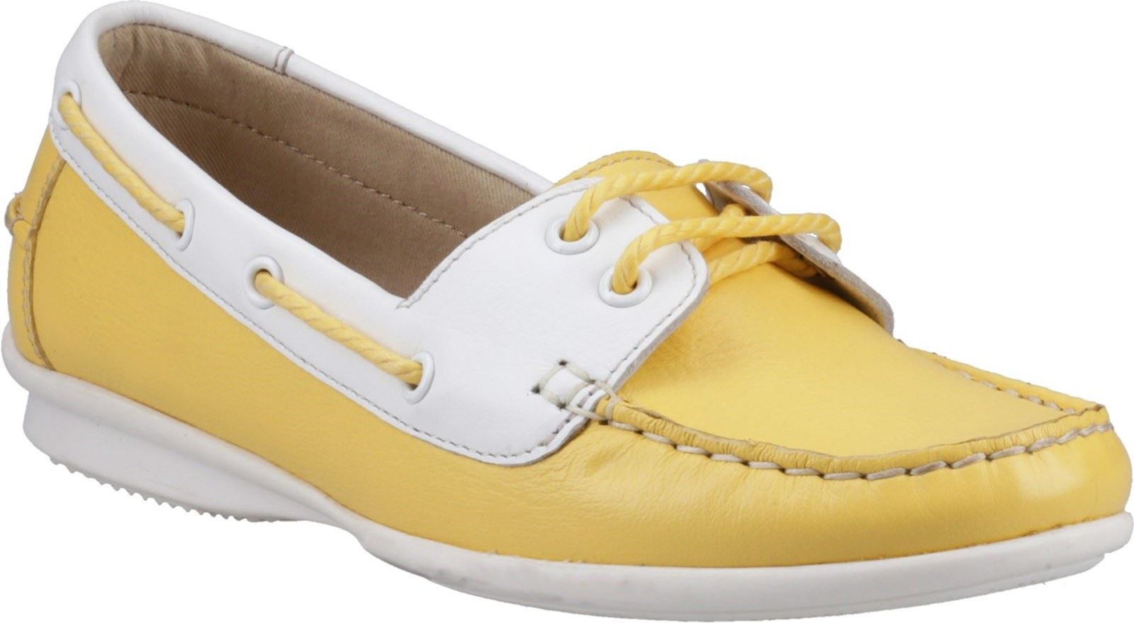 Hush Puppies Irene Leder Damen Gelbe Bootsschuhe