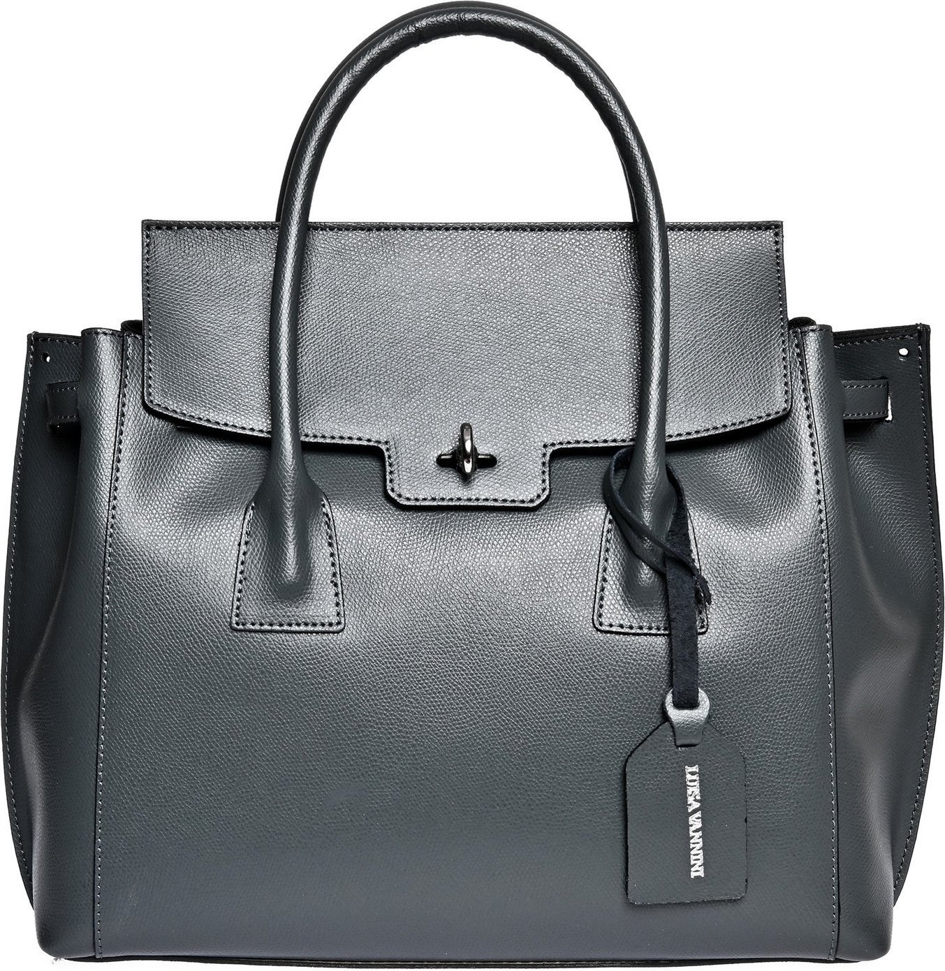 Luisa Vannini Graue Lederhandtasche