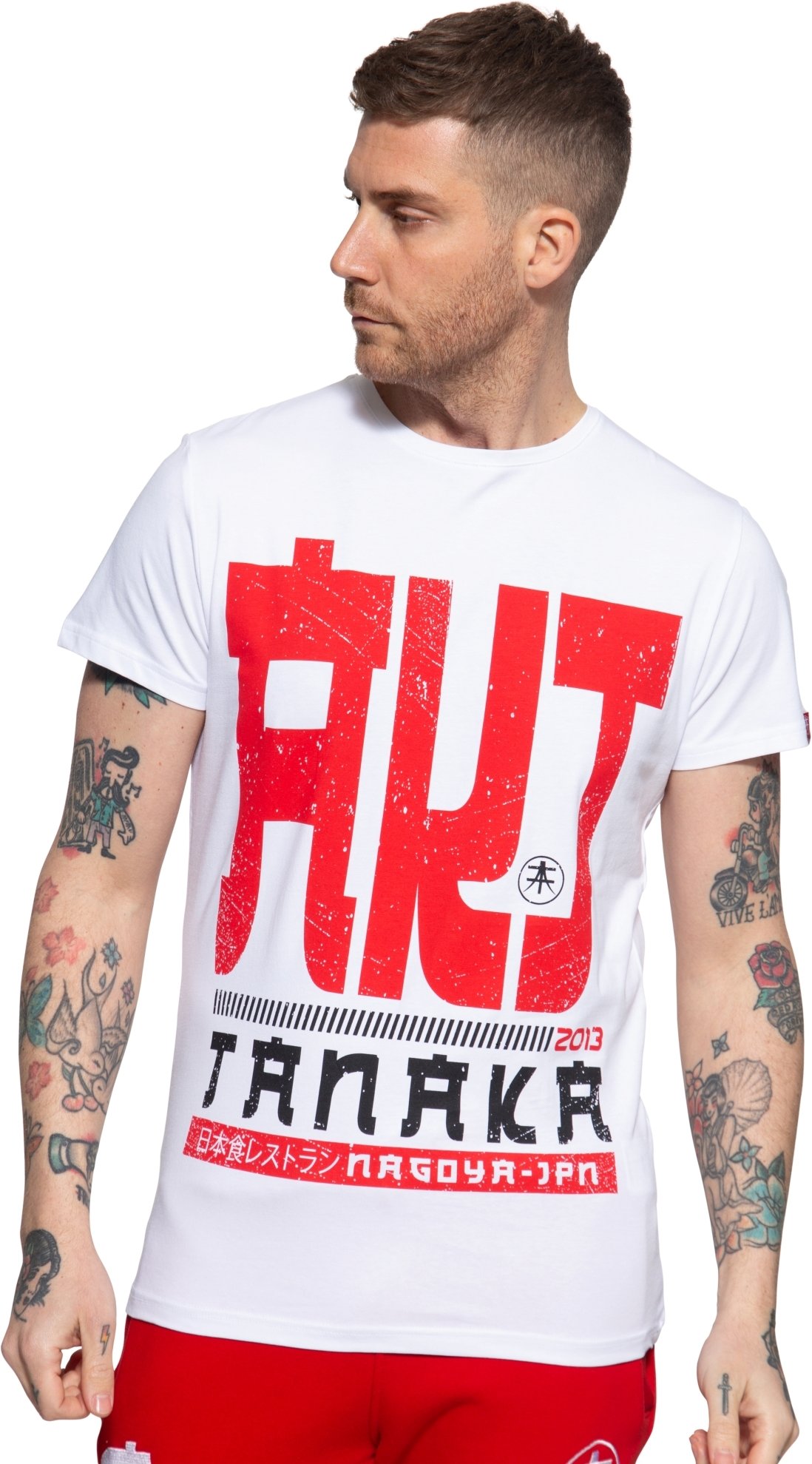 Akito Tanaka Herren T-Shirt mit Frontprint Write weiß