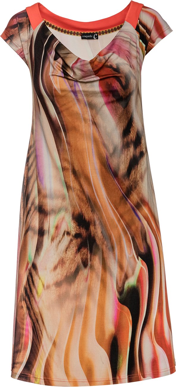 Thumbnail - Drapierter Ausschnitt A Line Print Kleid
