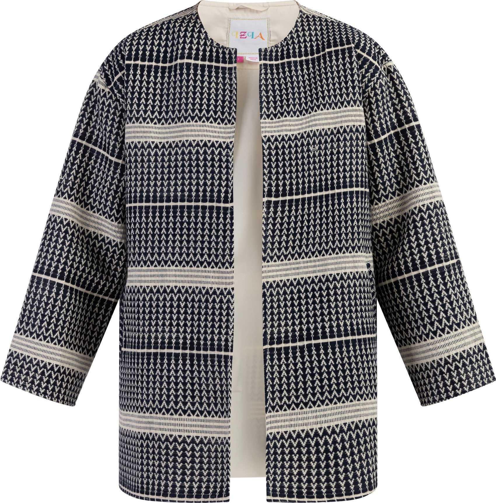 IZIA Gewebter Kurzmantel Damen Dunkelmarine Wollweiss