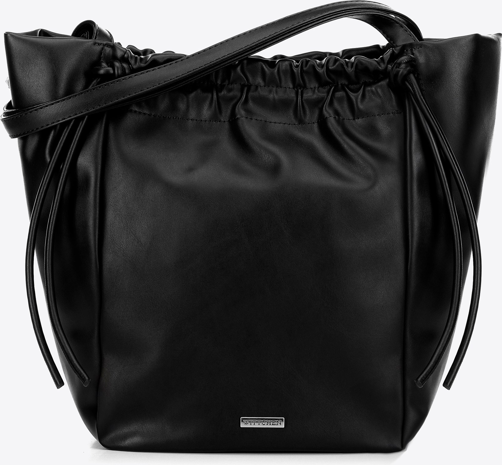 Wittchen Damen-Einkaufstasche aus Öko-Leder mit Zierriemen, schwarz