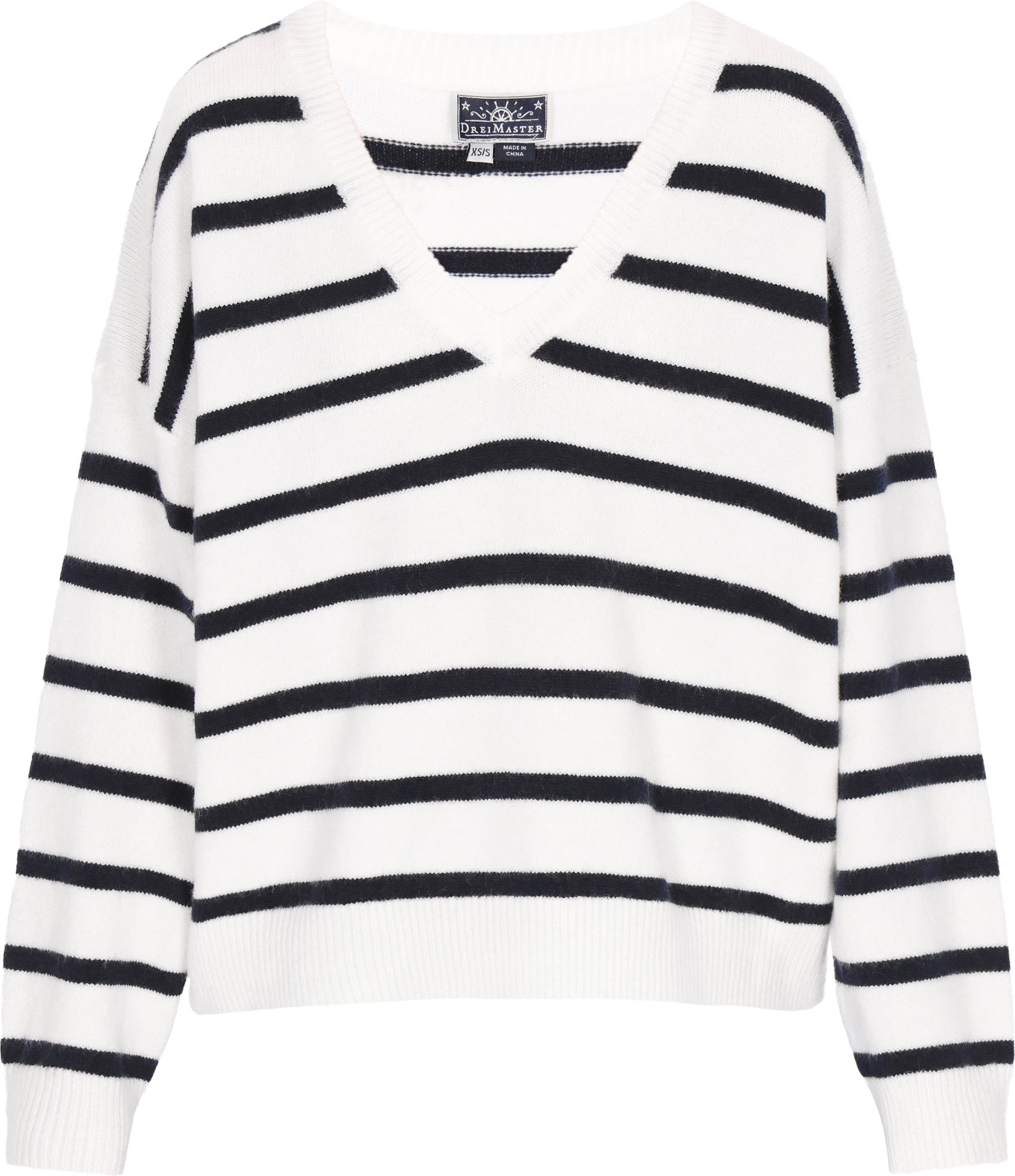 Dreimaster Zur Seite fahren Frauen cremeweiße, marineblaue Streifen