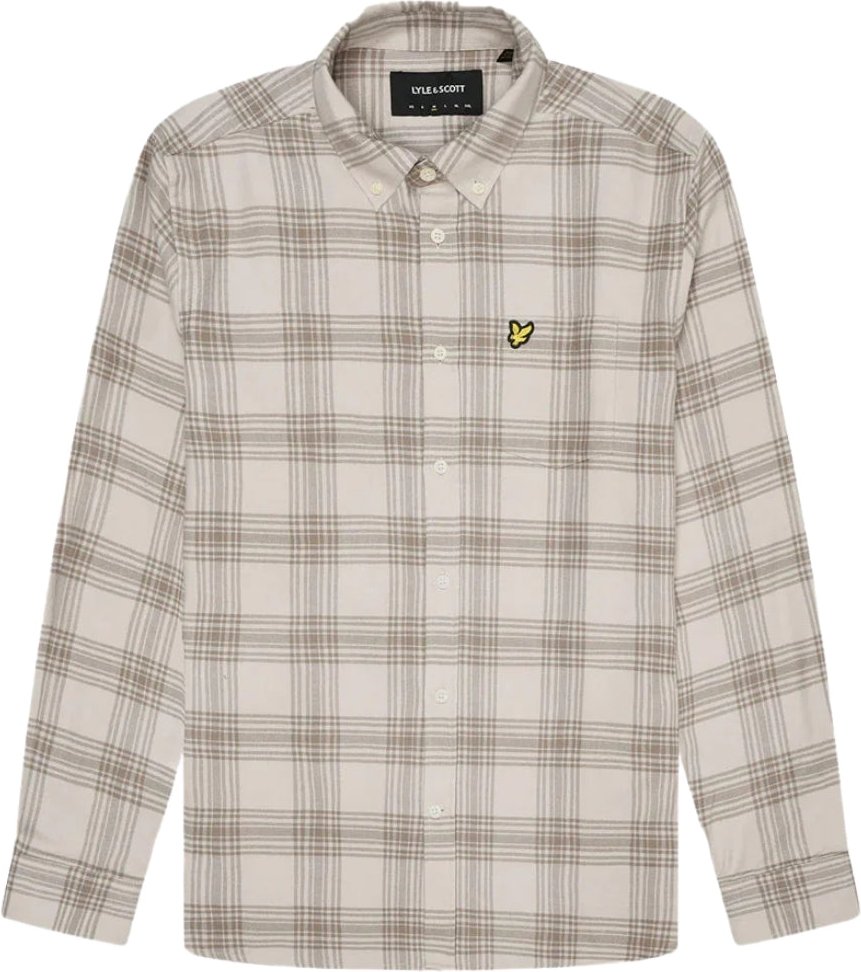 Lyle & Scott Tonal Check Langarm-Flanellhemd in Beige