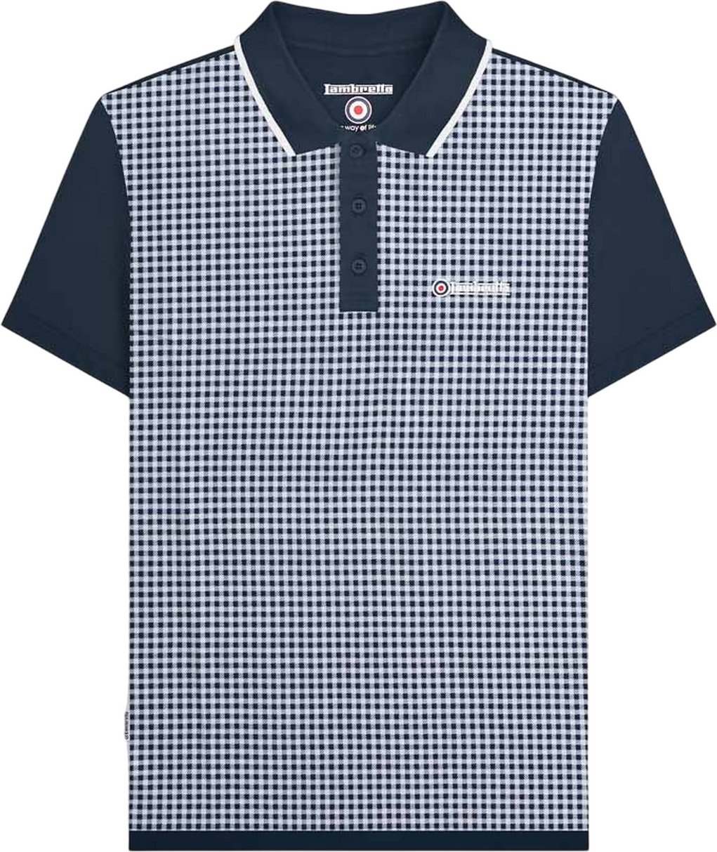 Lambretta Herren Gingham Poloshirt (Navy)