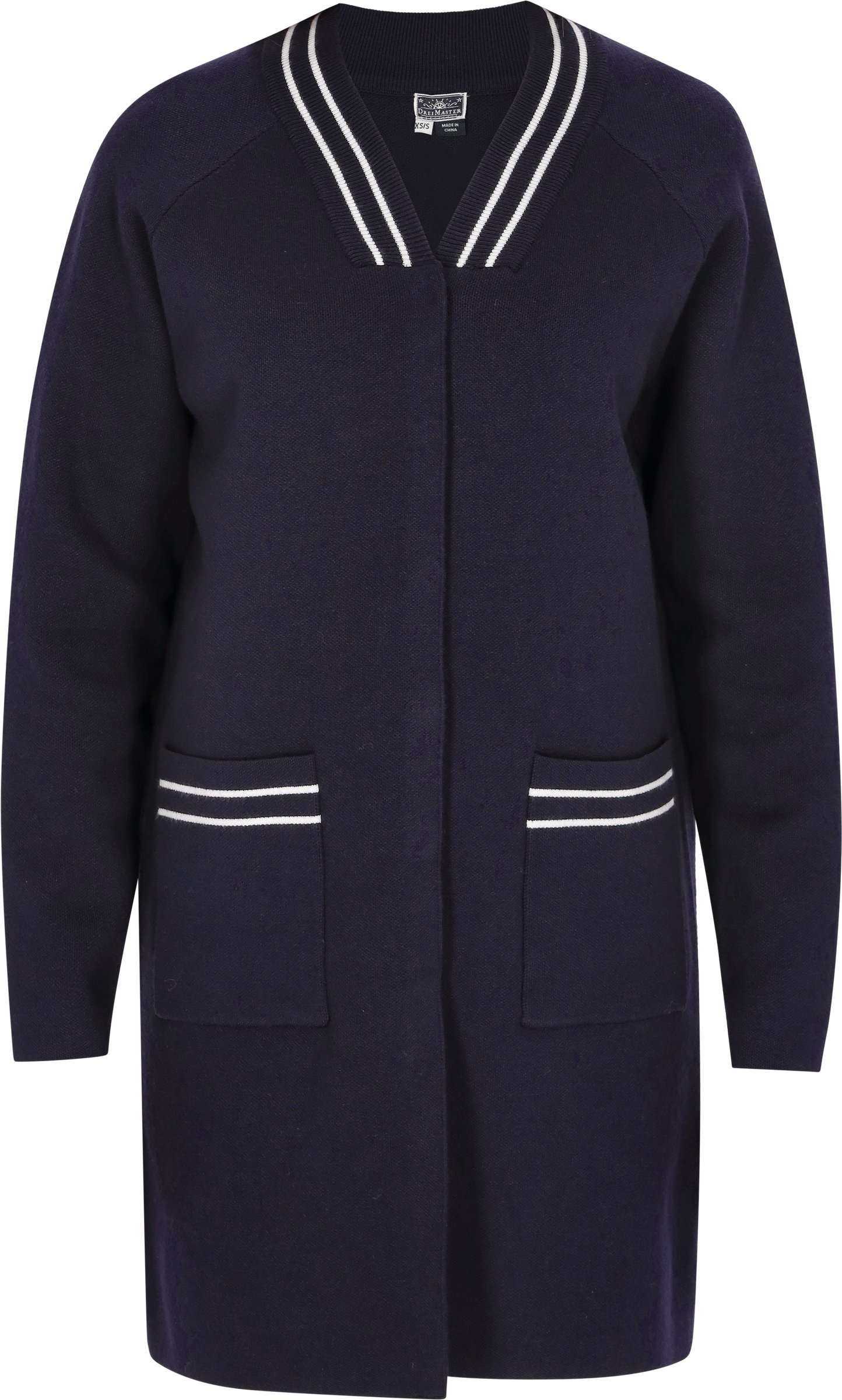 Dreimaster Cardigan Damen Marine Weiss Streifen