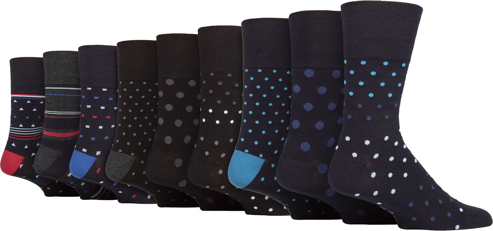 9 Pack Herren Bambus Socken | Gentle Grip | Extra Wide Loose Top nicht elastische Socken - SOMRM101106