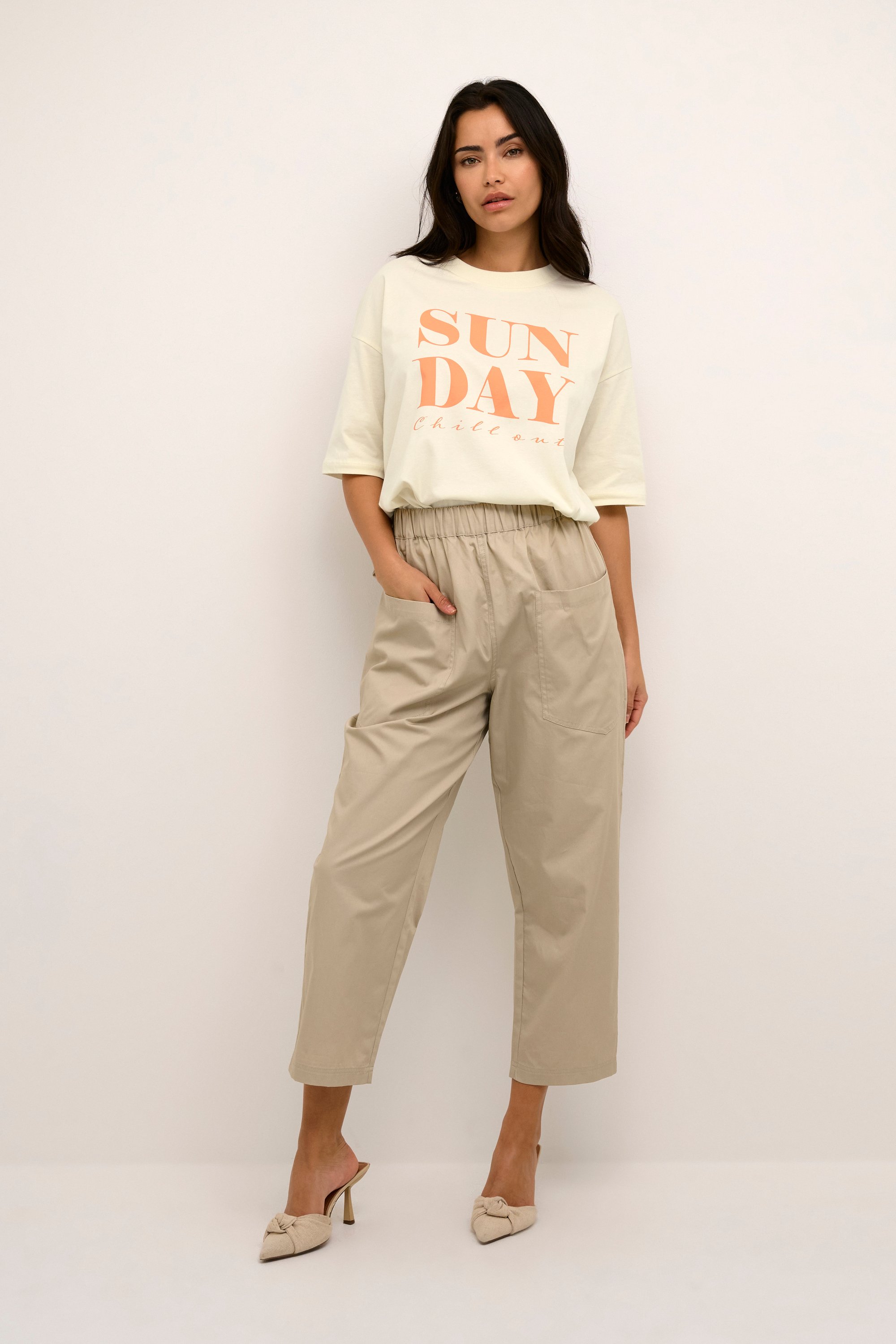 T-shirt Oversize fit Turtledove offwhite