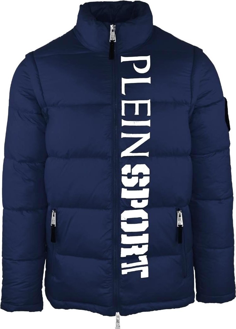 Thumbnail - Plein Sport Vertikale Logo-Wattierung Navy Jacke
