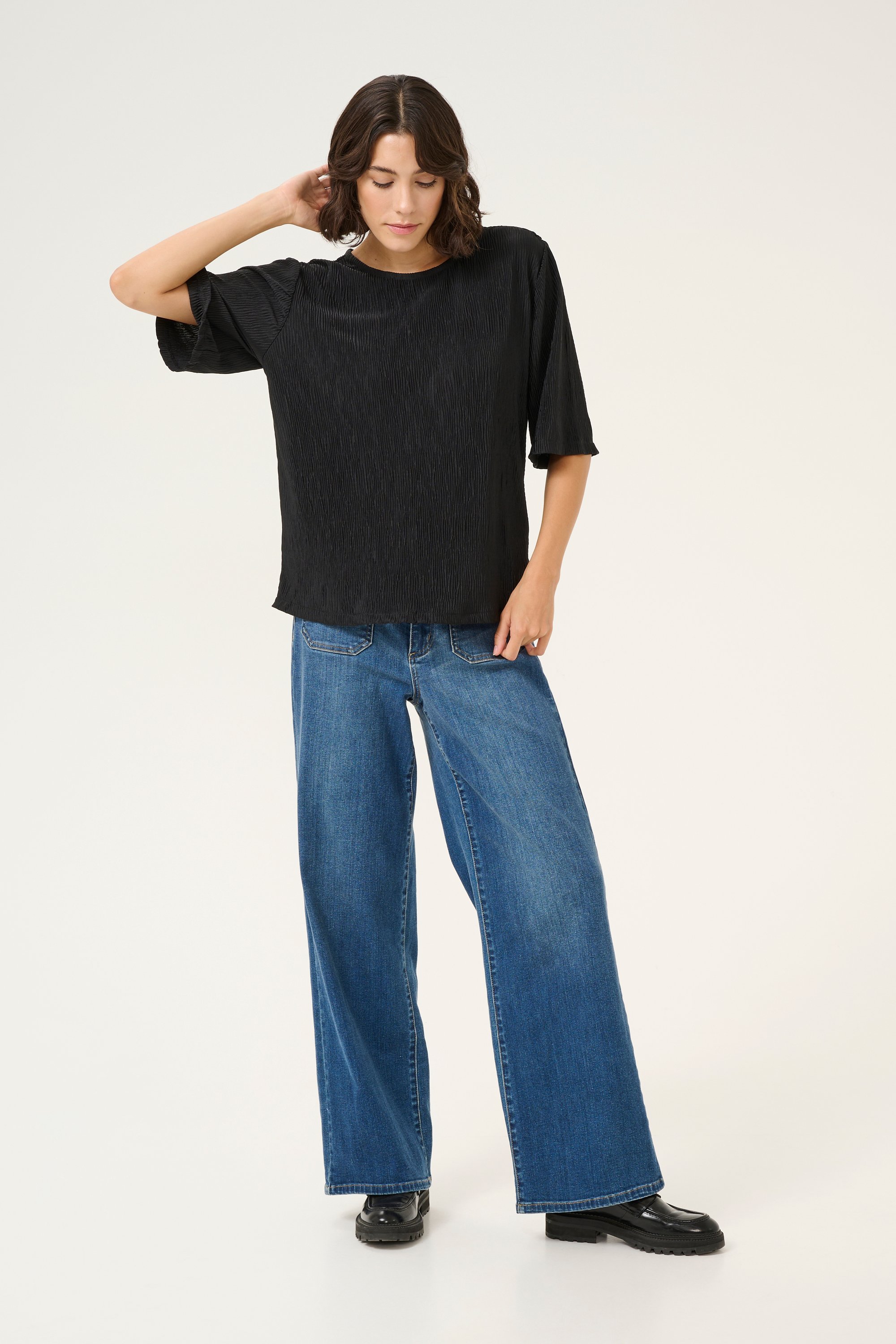 Kurzarm-Bluse Regular fit Black