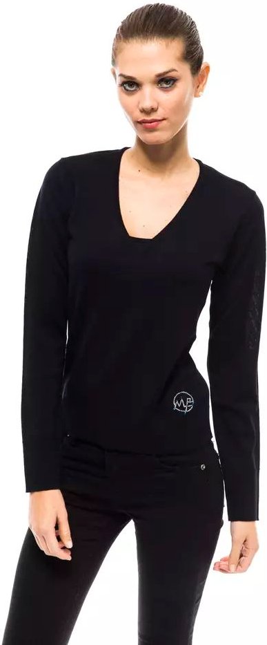 V-Ausschnitt Stricktop mit langen Ärmeln aus Merinowolle