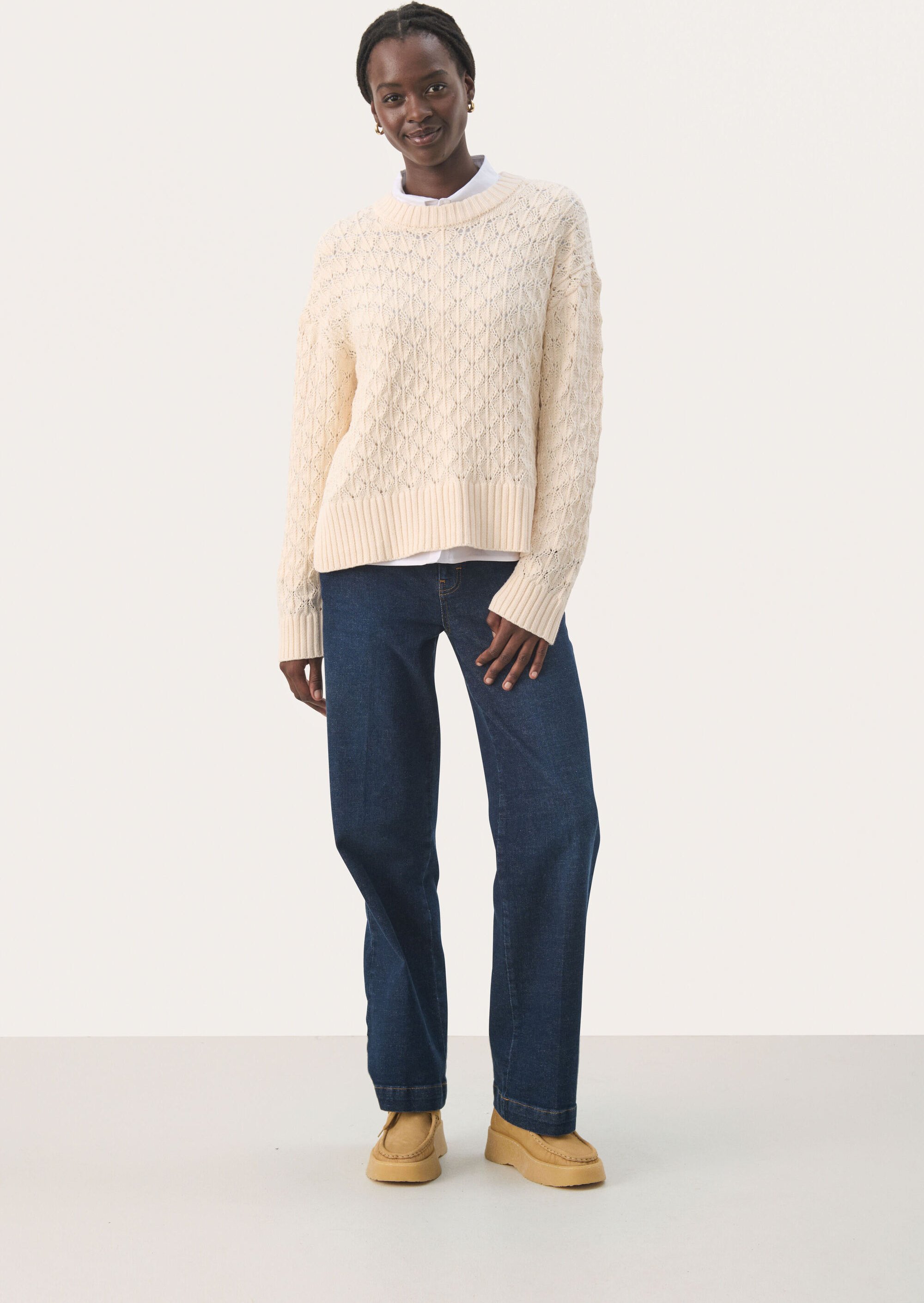 Thumbnail - Strickpullover Gerade Passform cream