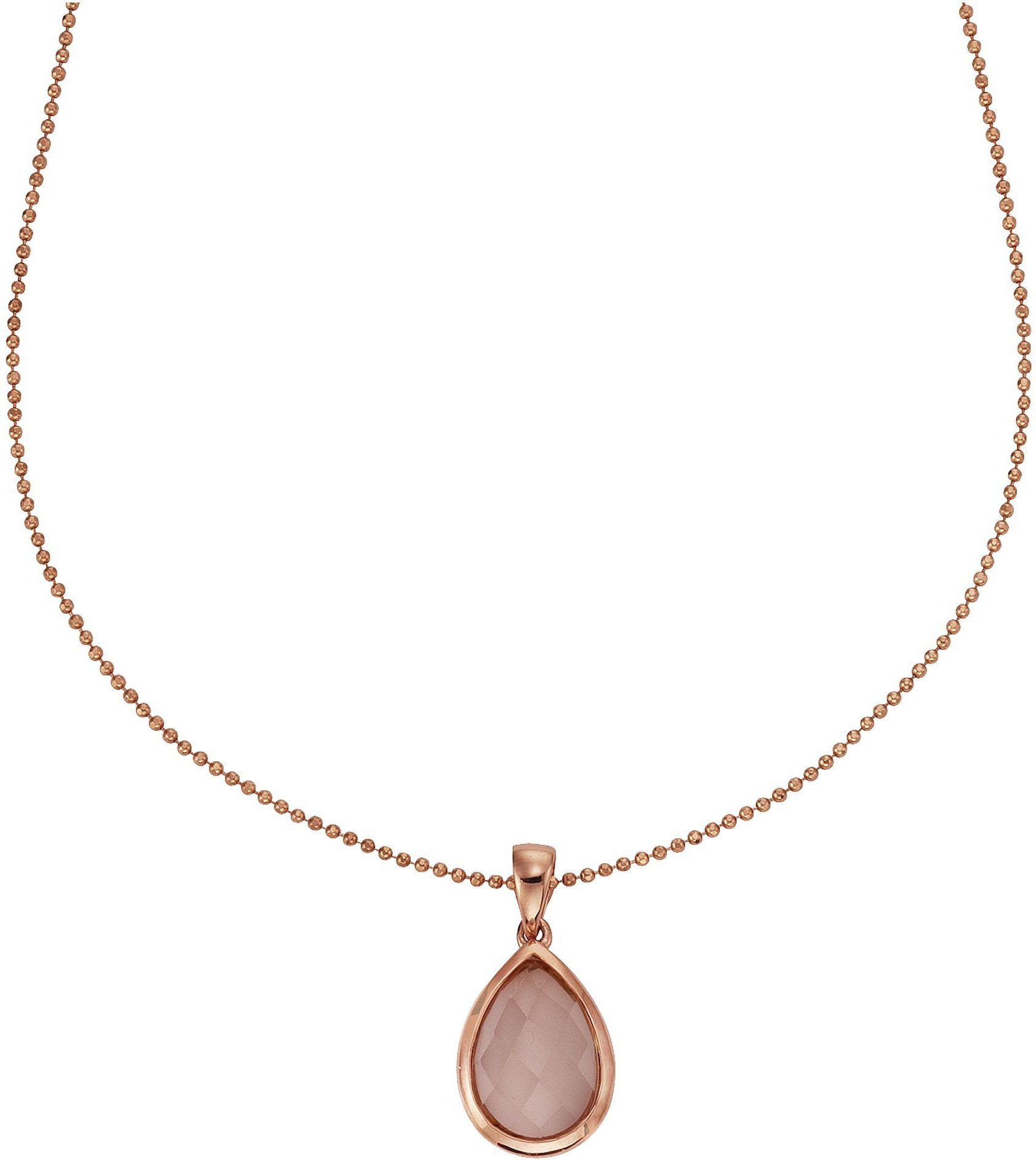 Jamelli Anhänger mit Kette 925 Silber rosé vergoldet Rosenquarz