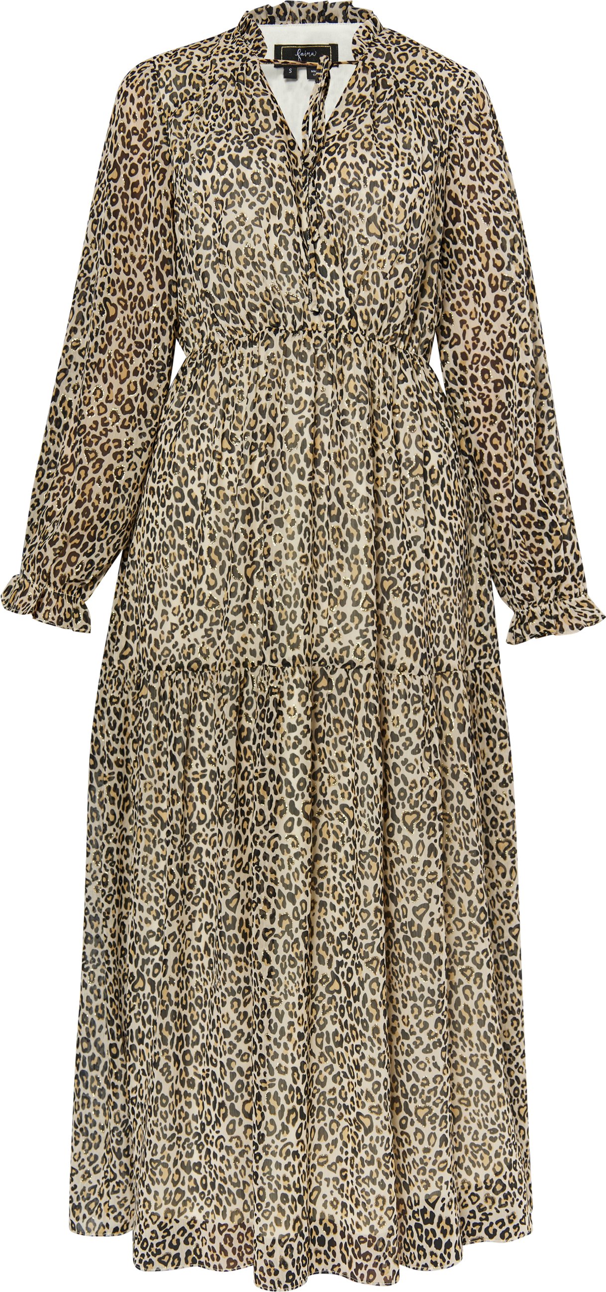 Faina Maxikleid mit Leoprint Damen Hellbeige Mehrfarbig