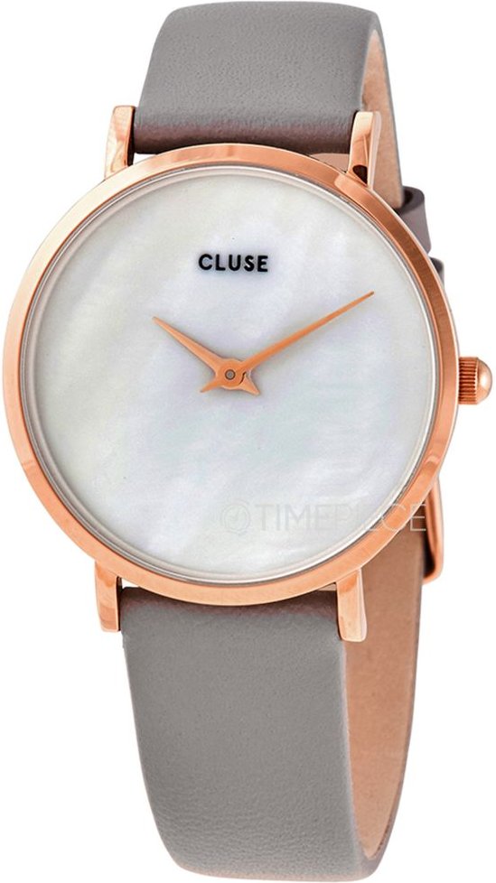 Cluse Graue Lederarmbanduhr