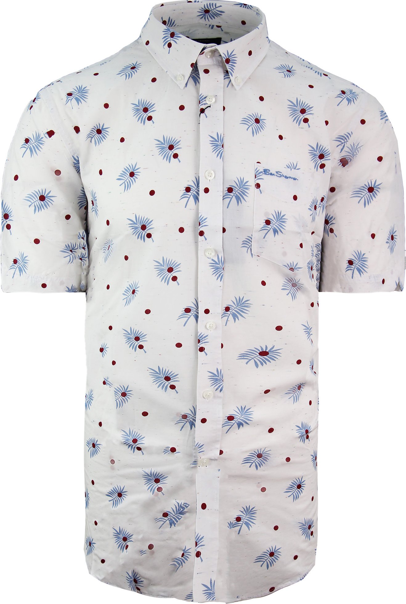 Ben Sherman bedruckte Herren weiße Oxford -Hemd gedruckt