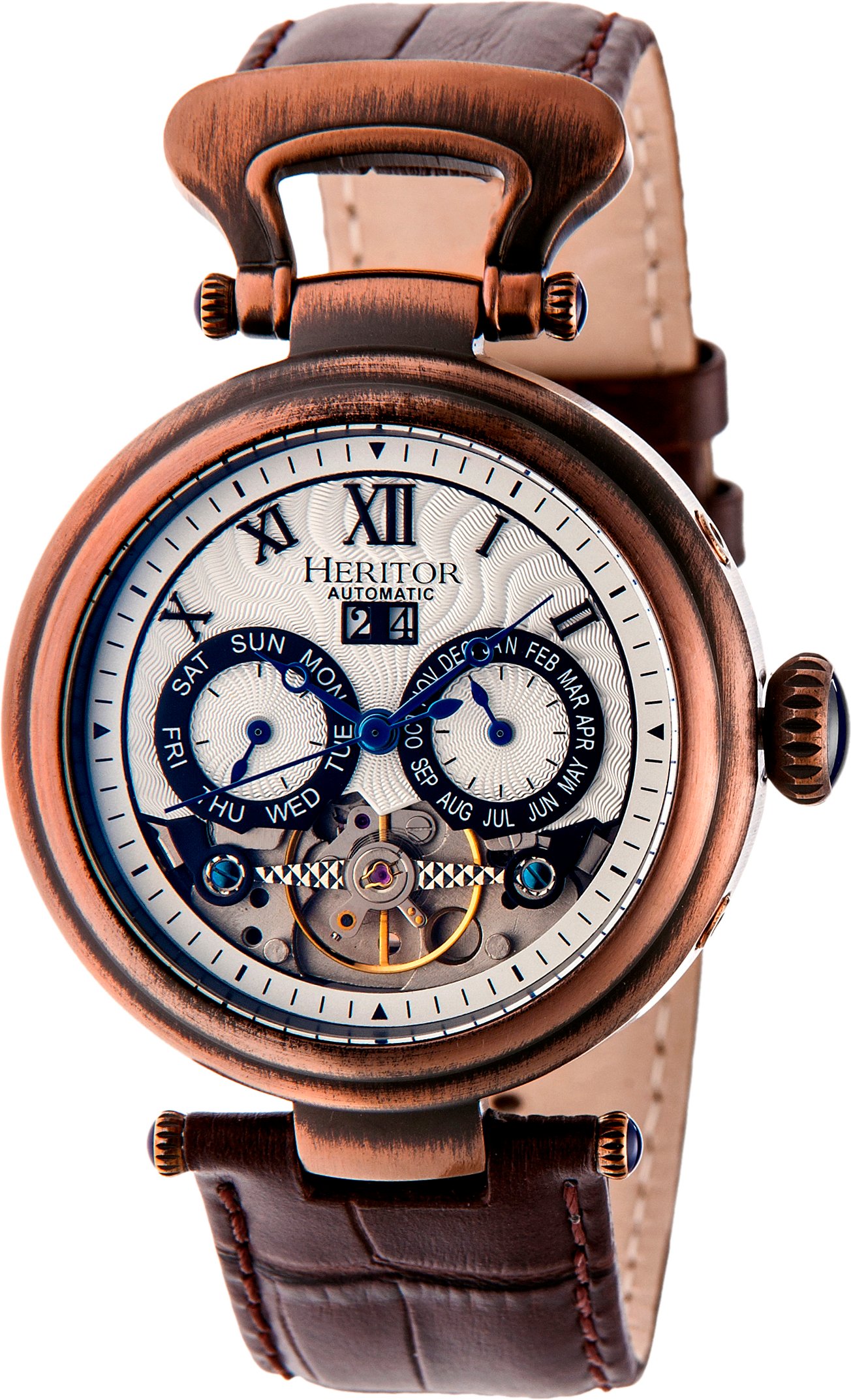 Heritor Automatik Ganzi Semi-Skelett Lederarmbanduhr