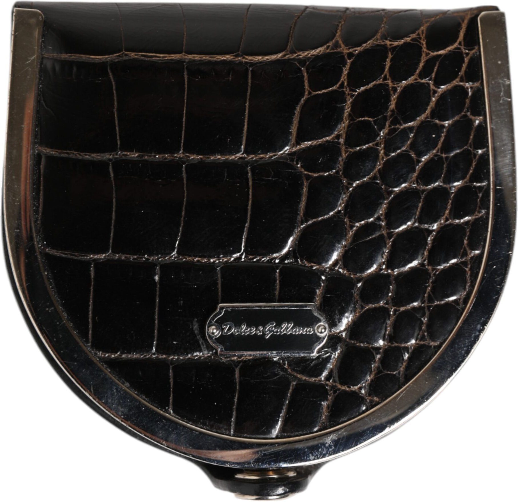 Schwarzes poliertes Krokodilleder Herren-Münzbörse Wallet