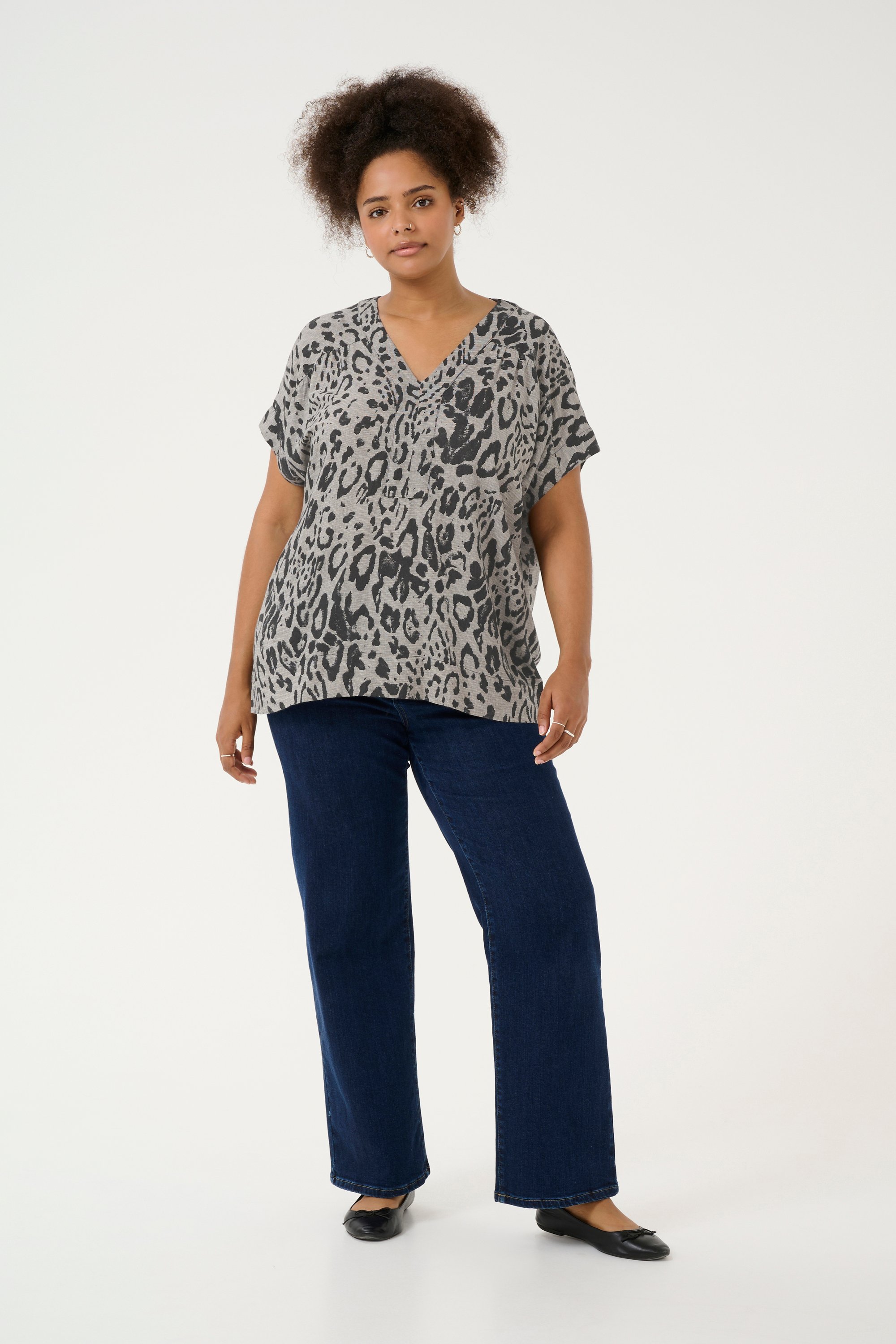 Kurzarm-Bluse Loose fit Moonstruck / Black Animal animal